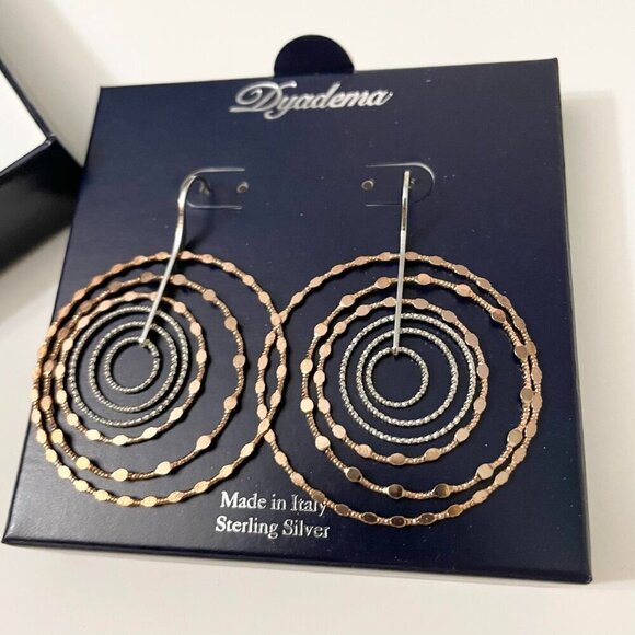 Dyadema Sterling Silver Dangle Circle Hoop Earrings - Picture 9 of 16